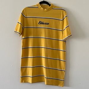 Ellesse Conte Striped T-Shirt In Relaxed Fit With Logo In Yellow
